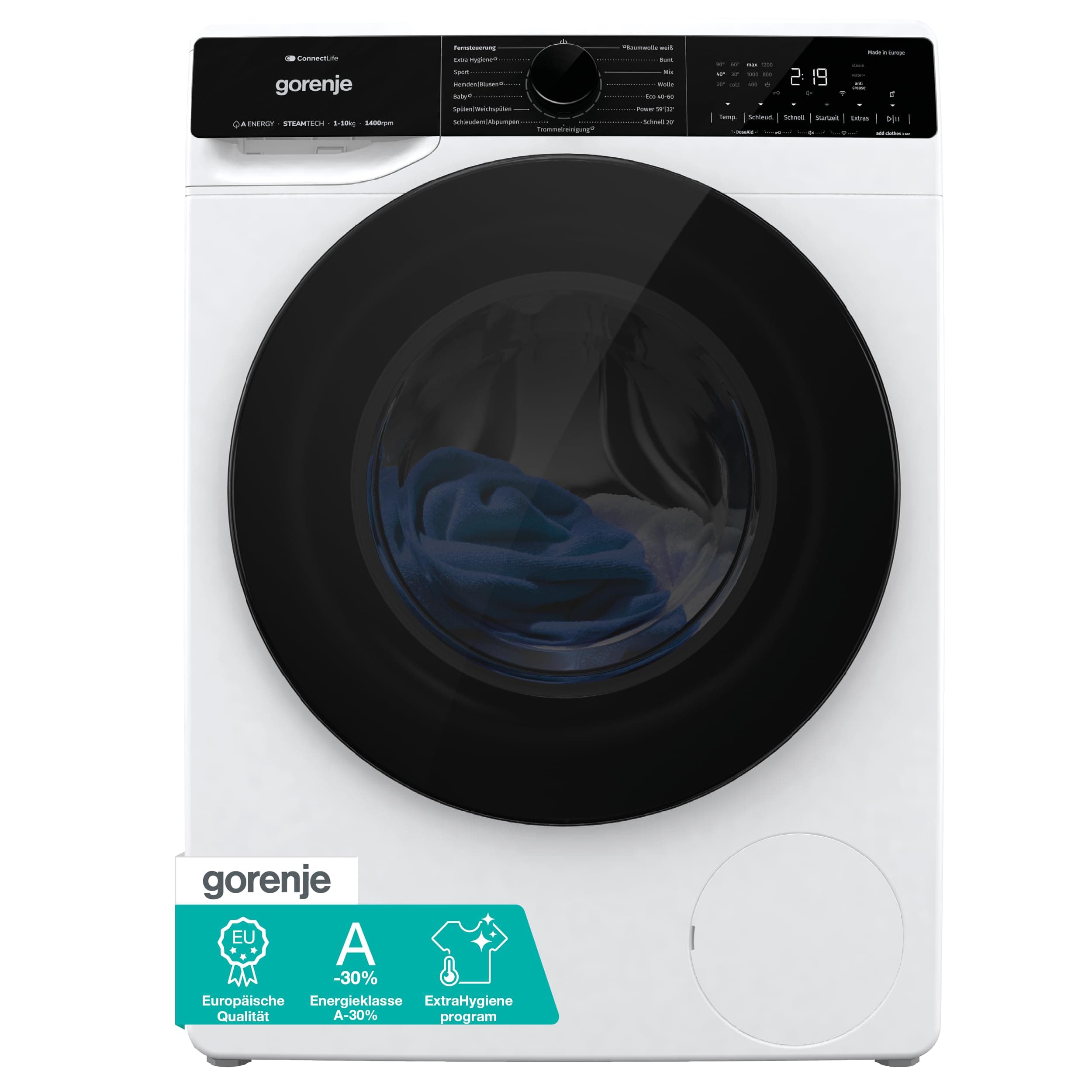 Gorenje WPNA14A3TS Waschmaschine mit Dampffunktion/ConnectLife / 10Kg / 1400 U/min