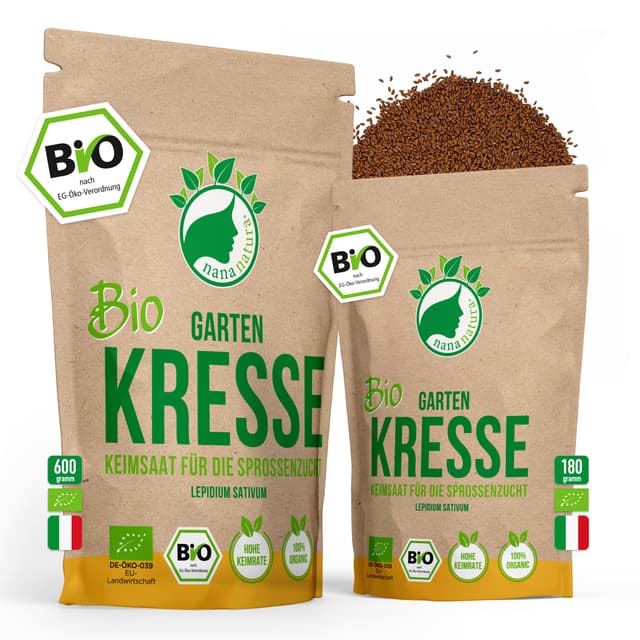 NanaNatura's Bio Kresse Sprossen Samen 180g | Microgreens aus kontrolliert biologischem Anbau 🌱
