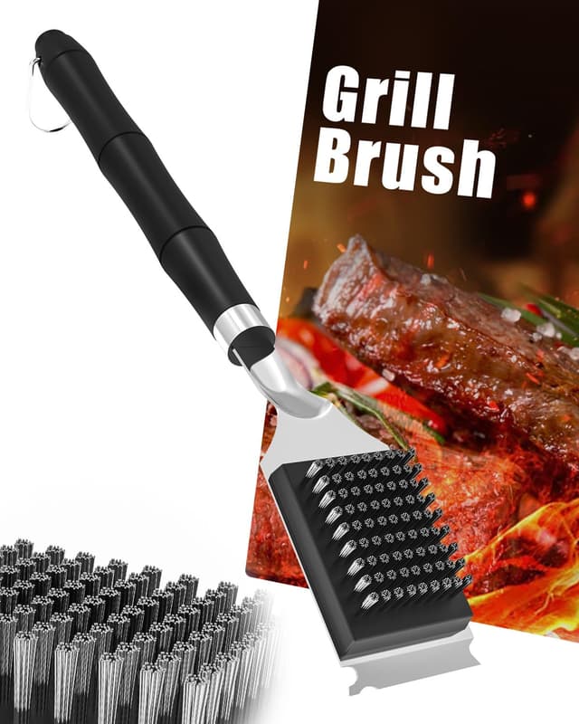 🔥 Grillbürste aus Edelstahl mit Schaber | 31.5CM Extra Lang | Grill Reinigungszubehör 🌭