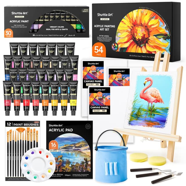 🎨 Shuttle Art 54 teiliges Acrylfarben Set mit Tischstaffelei 🖌️