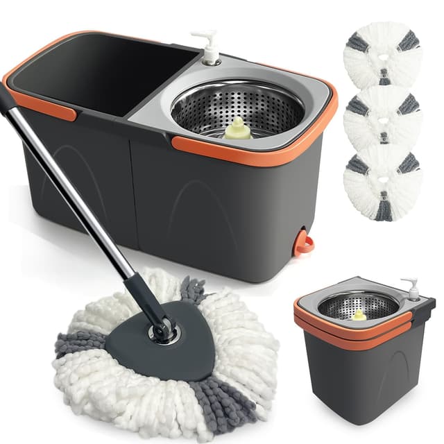 🧹🏡 2-in-1 Wischmopp Set mit Eimer - Bodenwischer Komplettset 🧼🌟