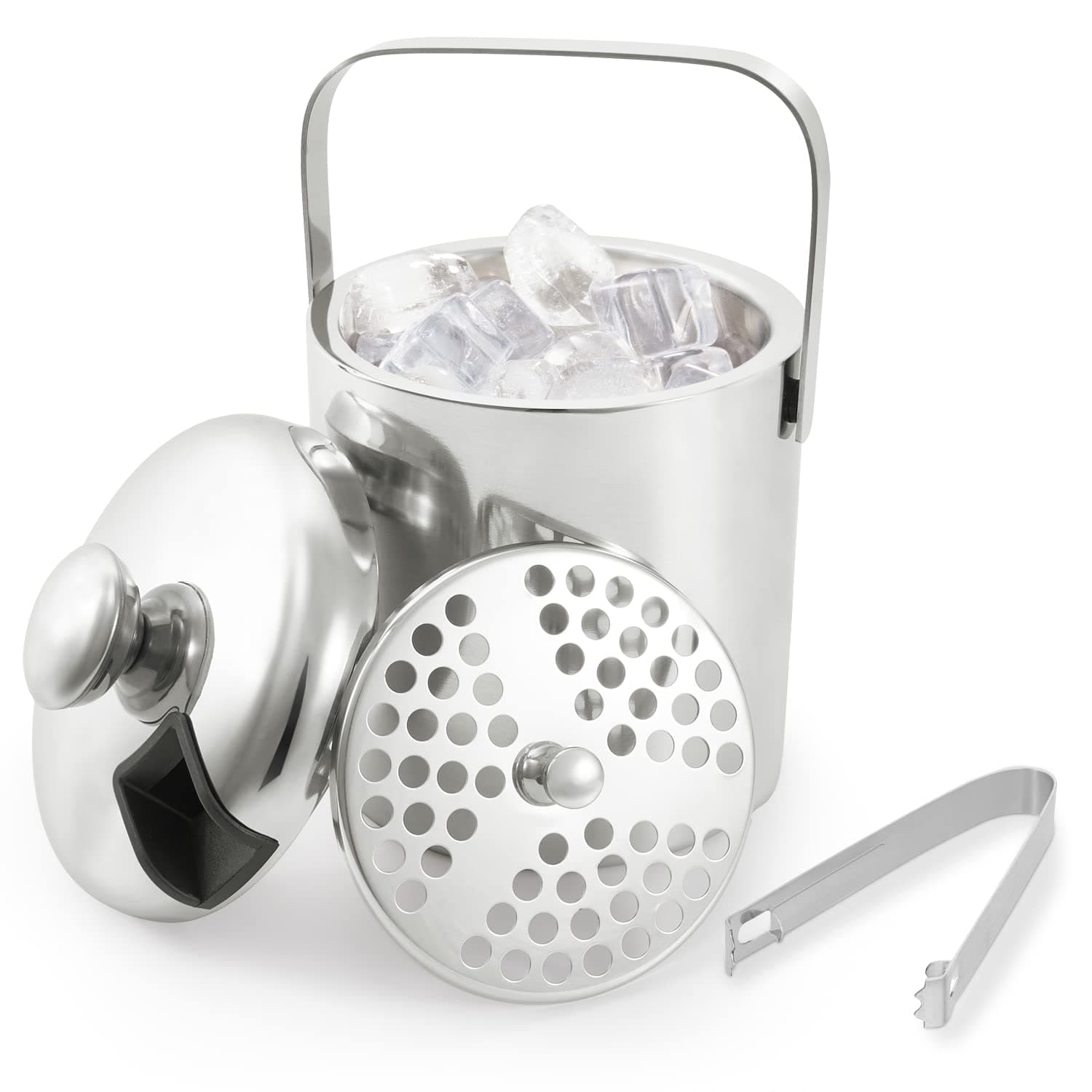 🧊🎉 LONCWO Eiswürfelbehälter mit Deckel und Zange, 1,3L Edelstahl Eiskübel 🎁