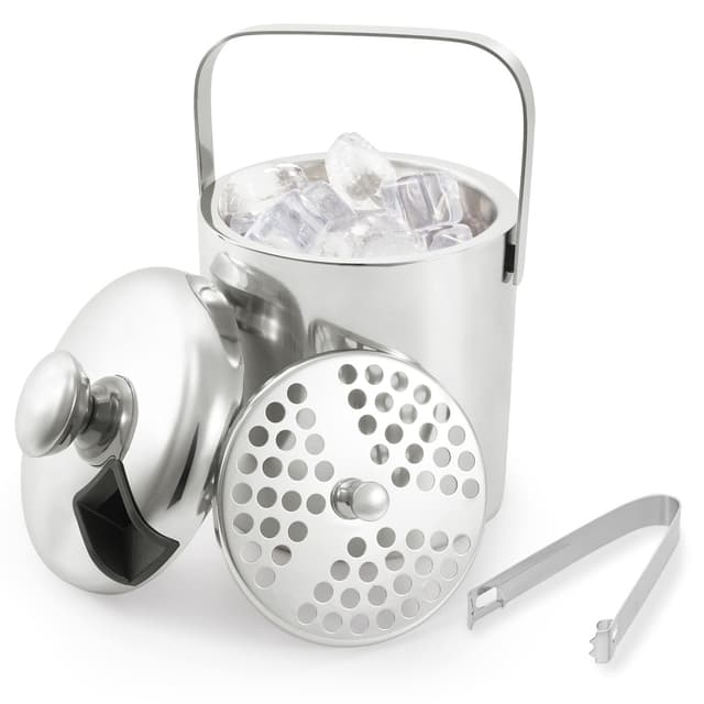 🧊🎉 LONCWO Eiswürfelbehälter mit Deckel und Zange, 1,3L Edelstahl Eiskübel 🎁