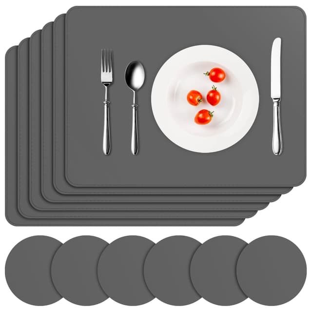 APLKER Tischset Leder 6er Set - Kunstleder Platzset Abwaschbar 🍽️