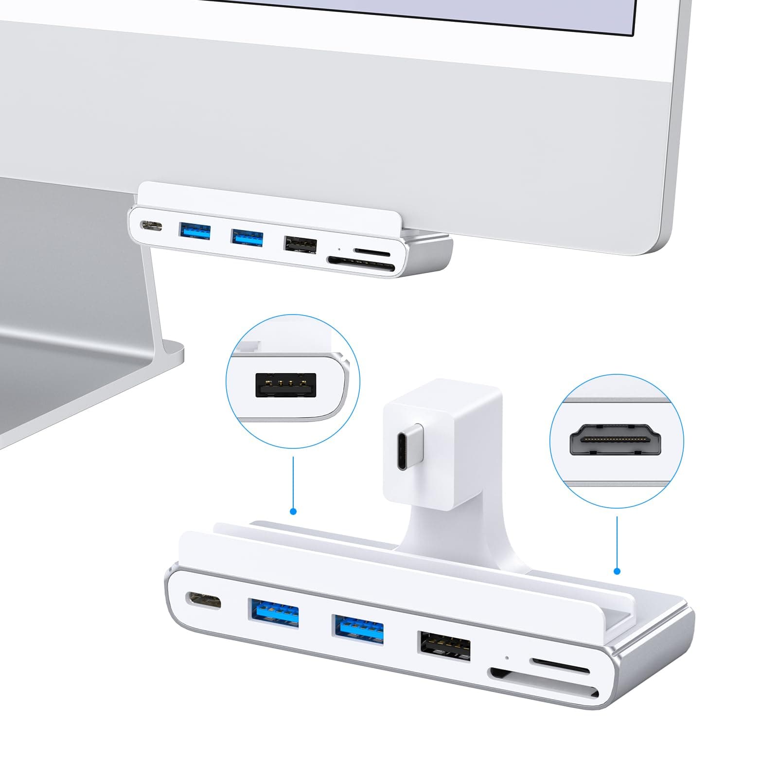 GEWOKLIY 8-in-1 iMac-USB-Adapter mit HDMI 4K @ 60 Hz, USB 3.0 5 Gbit/s, SD/TF-Kartenleser, USB-C-Dock für iMac 61 cm (24 Zoll) M1/M3/M4 iMac 24-inch(M1/M3)