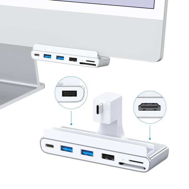 GEWOKLIY 8-in-1 iMac-USB-Adapter mit HDMI 4K @ 60 Hz, USB 3.0 5 Gbit/s, SD/TF-Kartenleser, USB-C-Dock für iMac 61 cm (24 Zoll) M1/M3/M4 iMac 24-inch(M1/M3)