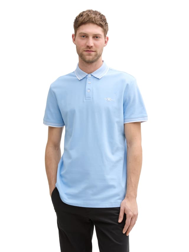 👕🛍️ TOM TAILOR Herren Piqué Poloshirt mit Stretch L 32245 - Washed Out Middle Blue - Angebot!