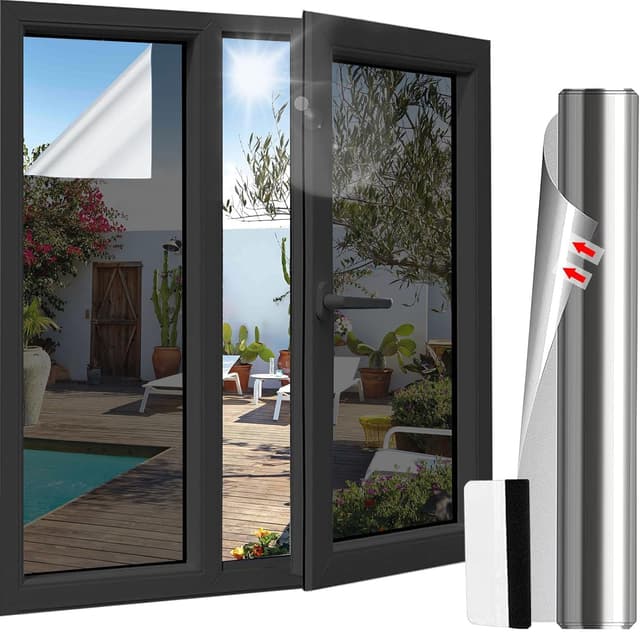 Antrect Sichtschutzfolie Fenster Blickdicht von Außen UV Folie Fenster Hitzeschutz