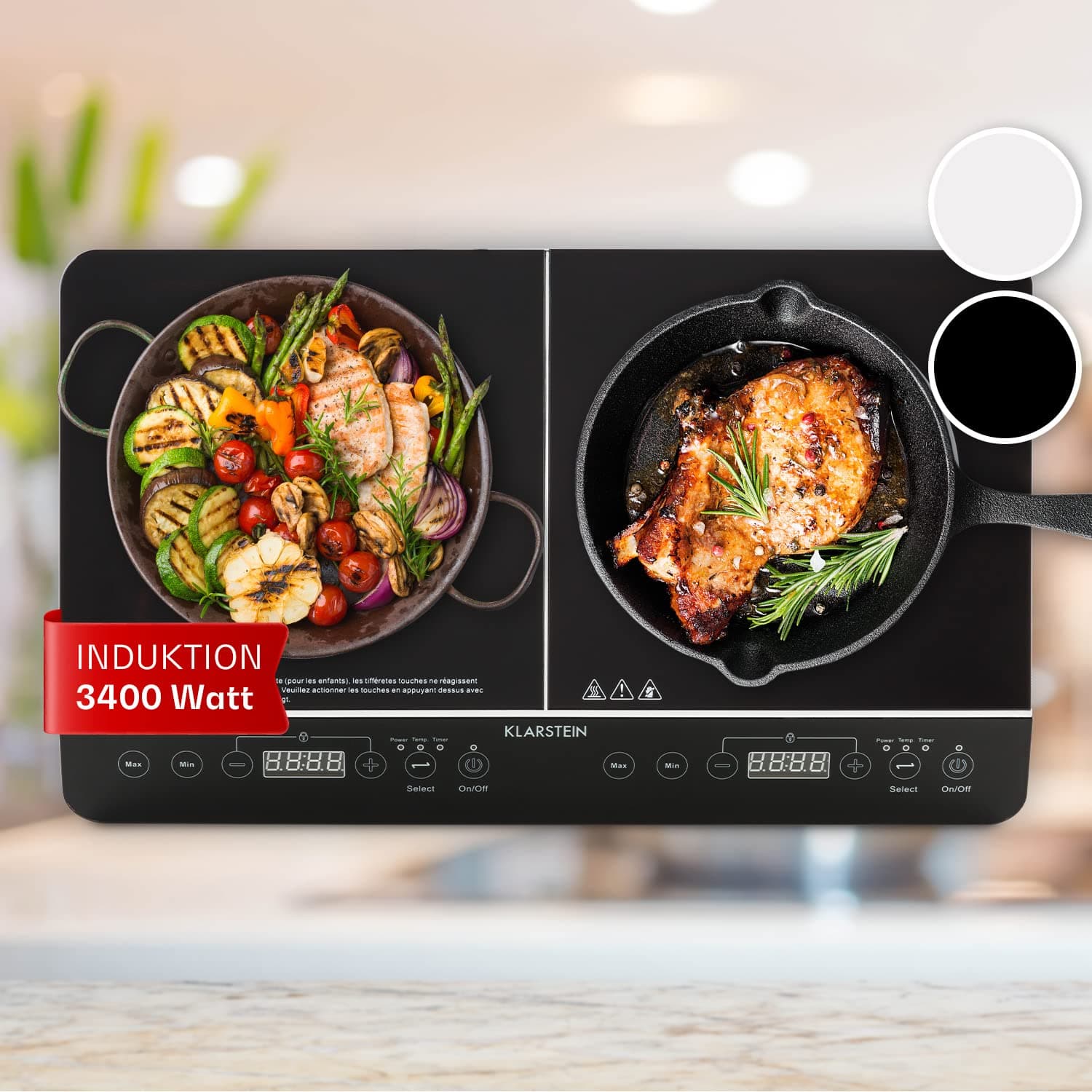 🌟 Klarstein Induktionskochfeld 2er Elektrisch 🍳 | 3400 W 3500 Watt Grau
