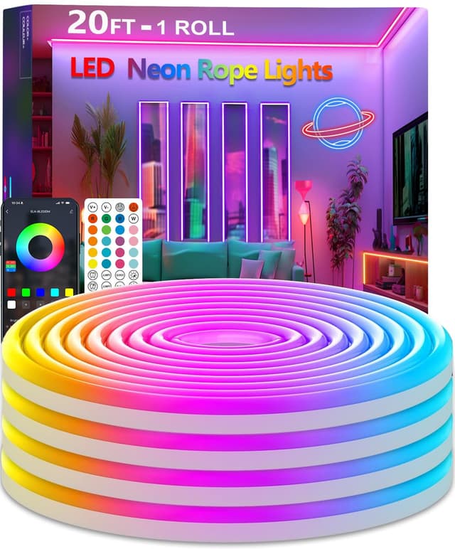 🌟 Neon RGB LED Streifen Lichter - Musik Sync - Flexibel - App/Fernbedienung