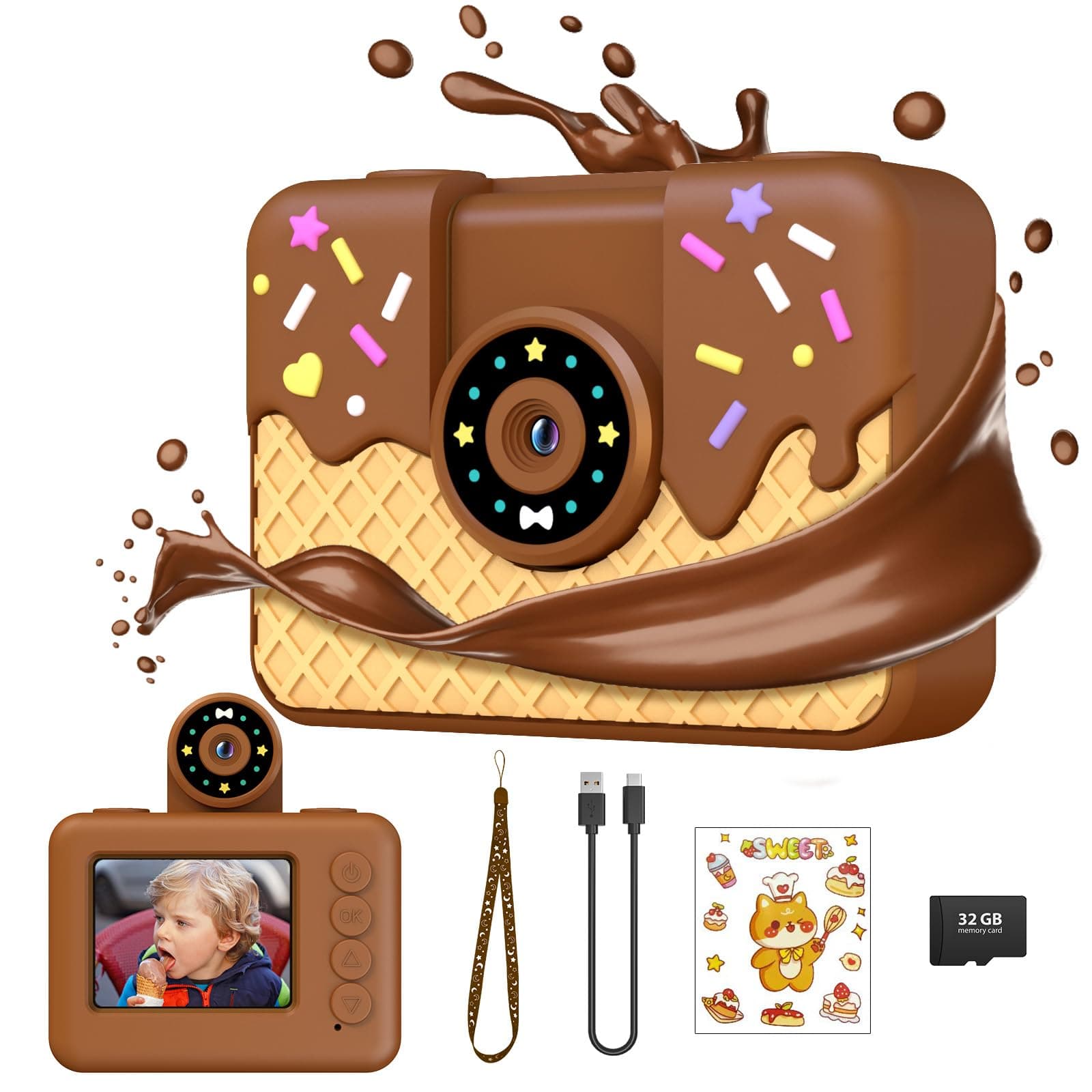 Ushining Kinderkamera 10X Zoom Selfie Kamera 1080P Digitalkamera 🍫📷
