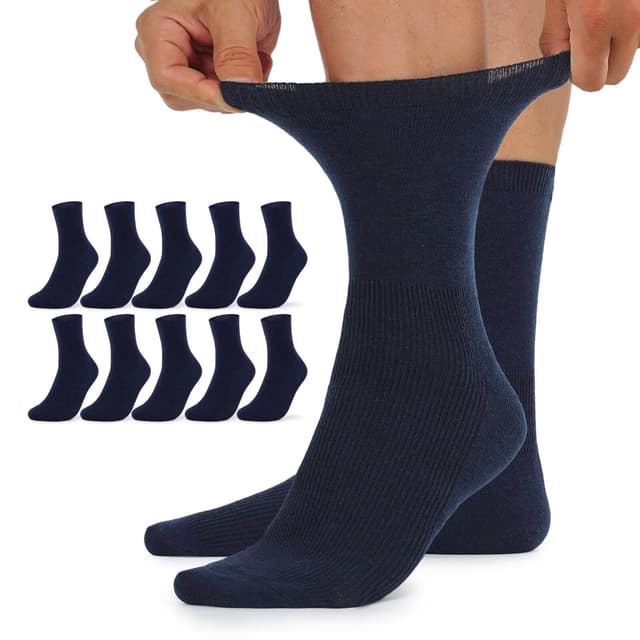 🧦 TUUHAW 10 Paar Diabetikersocken Herren und Damen ohne Gummibund Blau 39-42 🧦