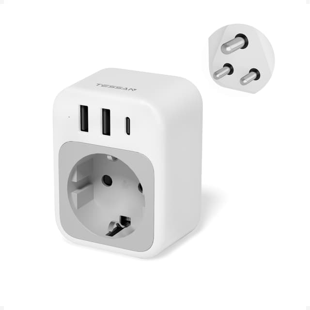 🔌🌍 TESSAN Adapter Sri Lanka mit 3 USB, Reiseadapter Indien 🇮🇳