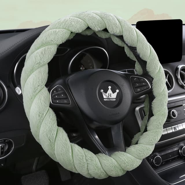 HighnessHwoo Luxuriöser Flauschiger Winter Lenkradbezug für Damen und Mädchen