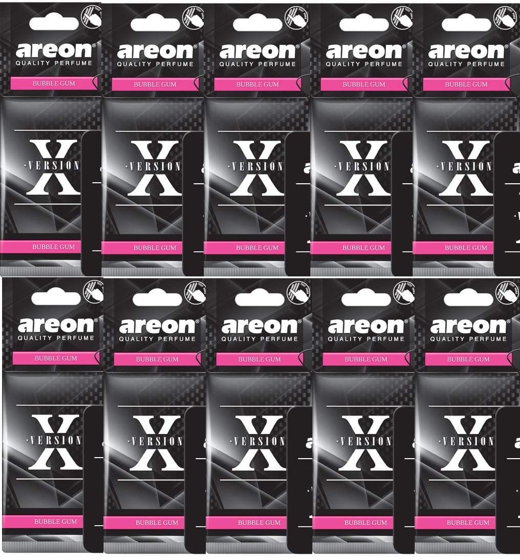 Angebot: AREON X Auto Lufterfrischer Bubble Gum Duft Autoduft Kaugummi Schwarz Aufhänger Anhänger Spiegel Pappe 2D (Bubblegum Set Pack x 10) 10 stück (1er Pack)