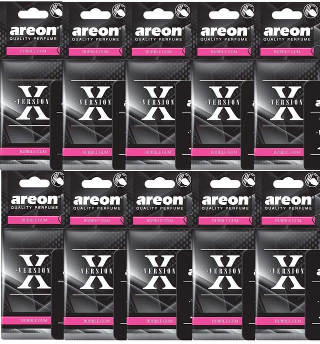Angebot: AREON X Auto Lufterfrischer Bubble Gum Duft Autoduft Kaugummi Schwarz Aufhänger Anhänger Spiegel Pappe 2D (Bubblegum Set Pack x 10) 10 stück (1er Pack)