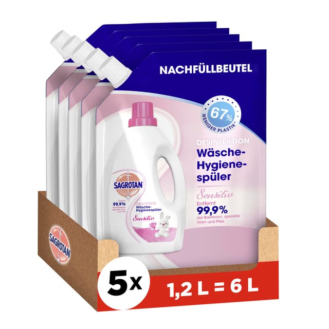 Sagrotan Wäsche-Hygienespüler Sensitiv Nachfüller - Desinfektionsspüler für hygienisch saubere Wäsche 🌟
