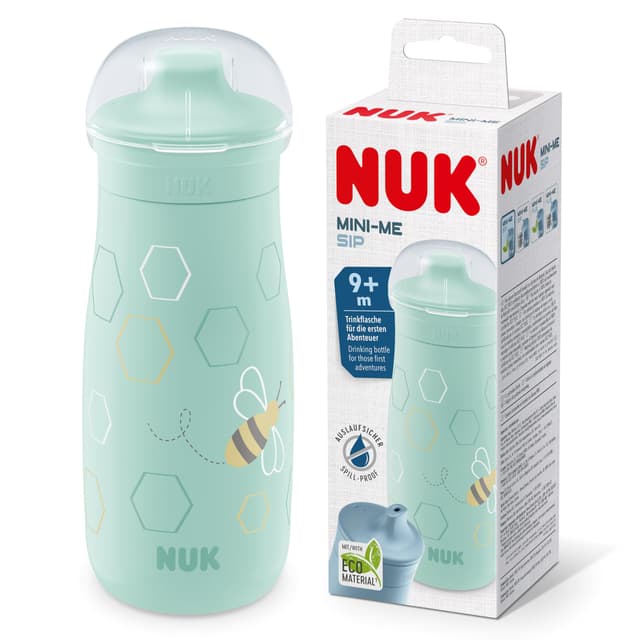 NUK Mini-Me Sip für Kleinkinder 🍼 | 300 ml | Kinderwasserflasche | Minze/Biene Grün
