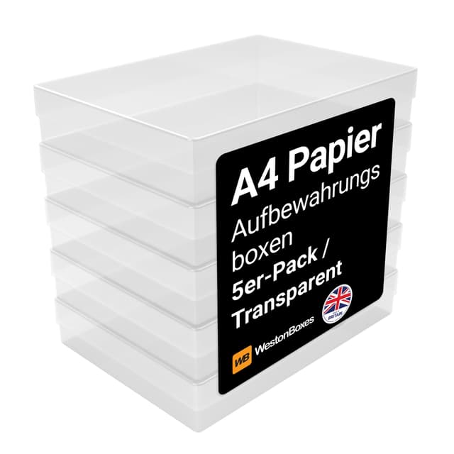 WestonBoxes Bastel-Aufbewahrungsboxen aus Kunststoff - Set mit 5 Stück im A4-Format 🎨📦