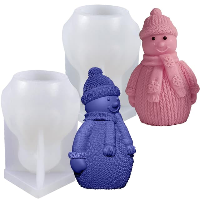 🎄🕯️ Behone 3D Weihnachten Schneemann Silikonform 2 Stück - DIY Gießform für Kerzen und Schokolade