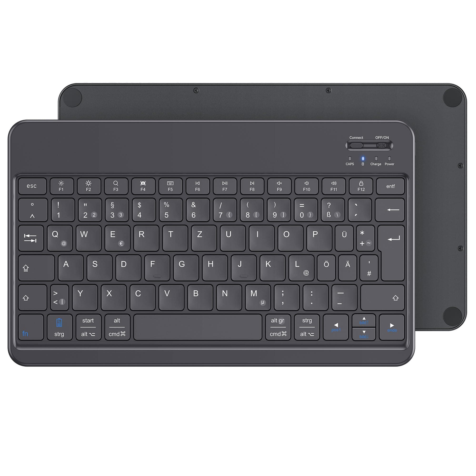 Emetok Deutsche Bluetooth Tastatur für iPad Air/Pro/Mini/10.9/10.2/9.7/iPhone/Android