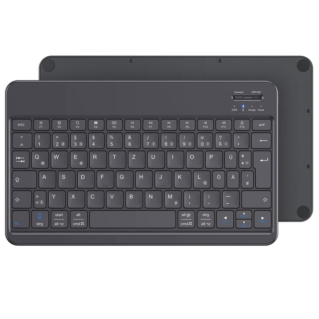 Emetok Deutsche Bluetooth Tastatur für iPad Air/Pro/Mini/10.9/10.2/9.7/iPhone/Android