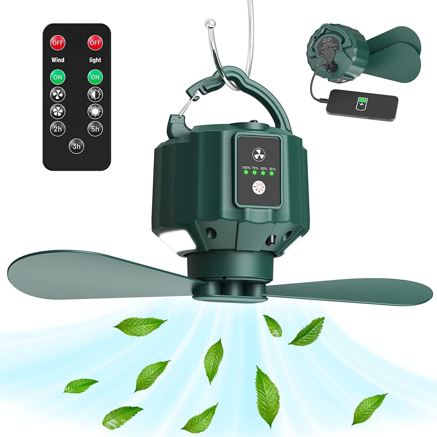 🏕️ Voniry USB Campingventilator Tragbarer mit Fernbedienung 🌀