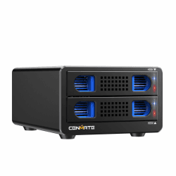 CENMATE Aluminium Festplattengehäuse mit Zwei Einschüben und Lüfter für 2.5"/3.5" SATA HDD/SSD 🚀🔒