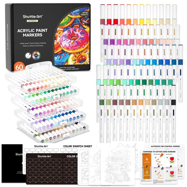 Shuttle Art 60 Farben Acrylstifte für Steine 🎨