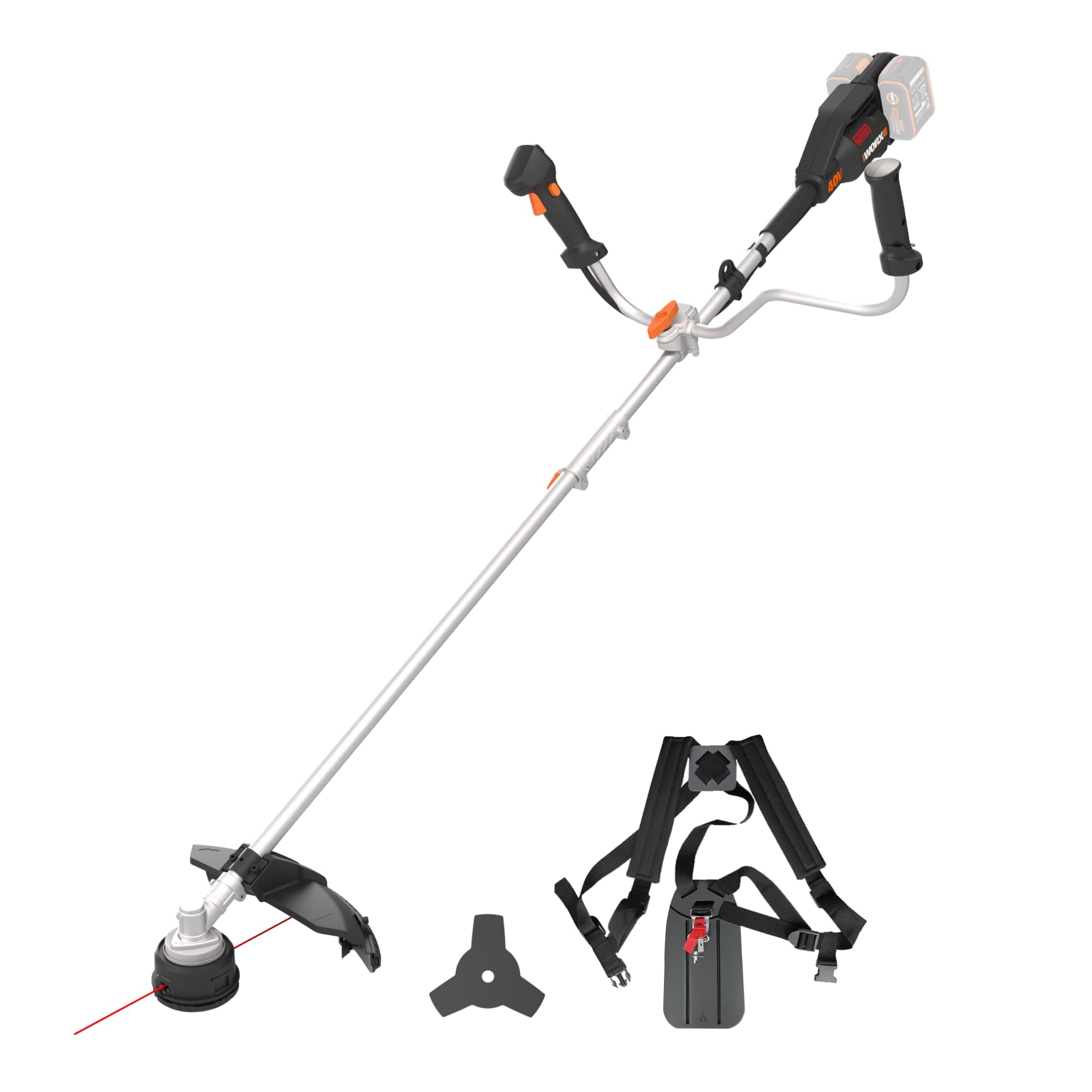 🌿🌟 WORX WG084E.9 Akku-Sense 40V - Bürstenloser Motor - 38 cm Trimmdurchmesser & 25,5 cm Messerdurchmesser