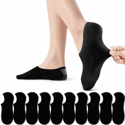 PAUNEW Sneaker Socken Damen 10 Paar 🧦 Sportsocken für Damen Füsslinge Füßlinge No Show Socken Footies Unsichtbare Großes Silikonpad Verhindert Verrutschen Herren 47-50 10*schwarz