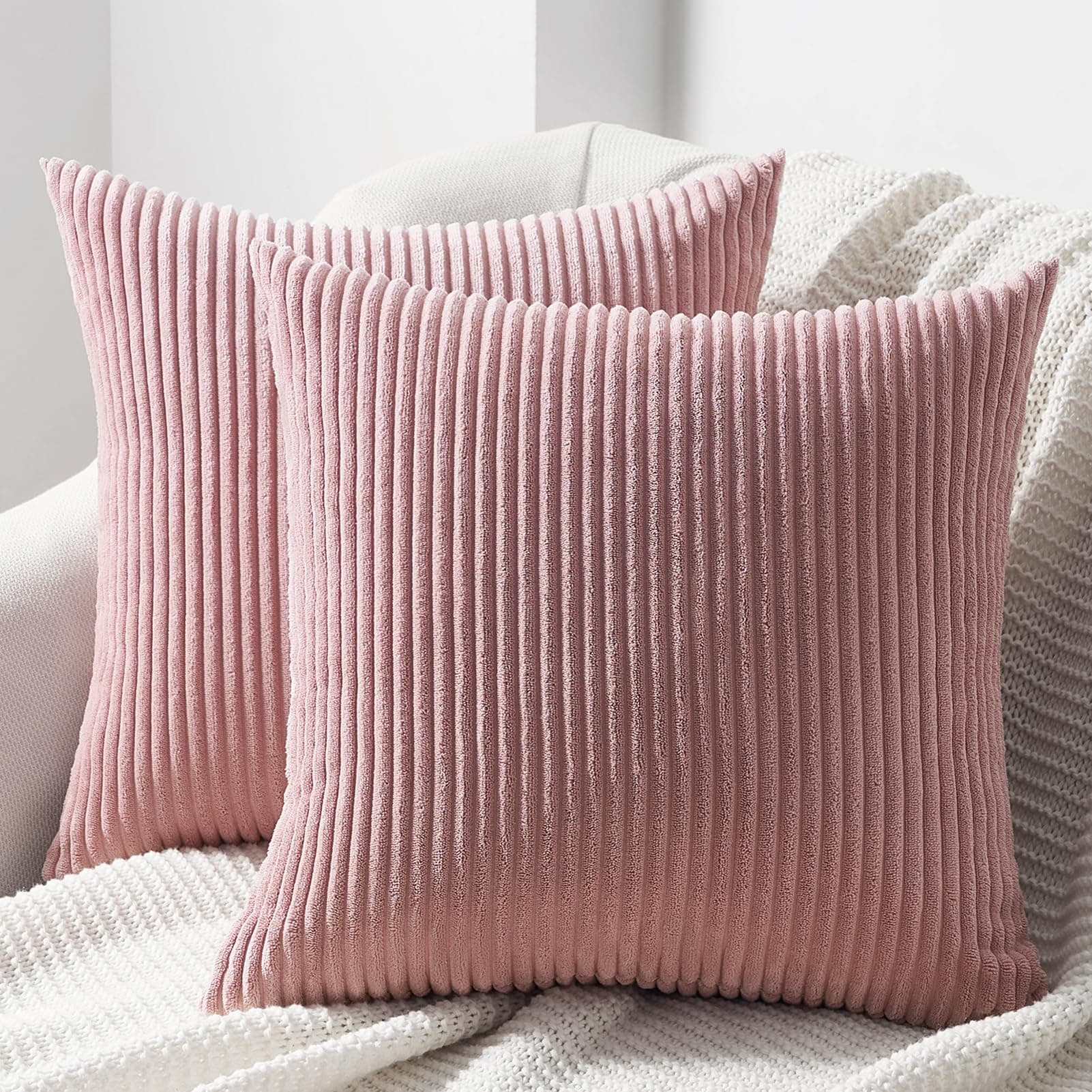🌟 Topfinel Kissenbezug 50x50 rosa Kordsamt 2er Set 🌸