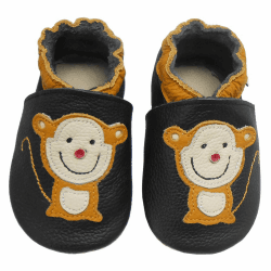 👶 Bemesu Krabbelschuhe Schwarz Äffchen 18/19 EU 👟