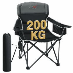 🏕️ RELAX FIELD Campingstuhl Faltbar 200KG mit Getränkehalter und Kühltasche