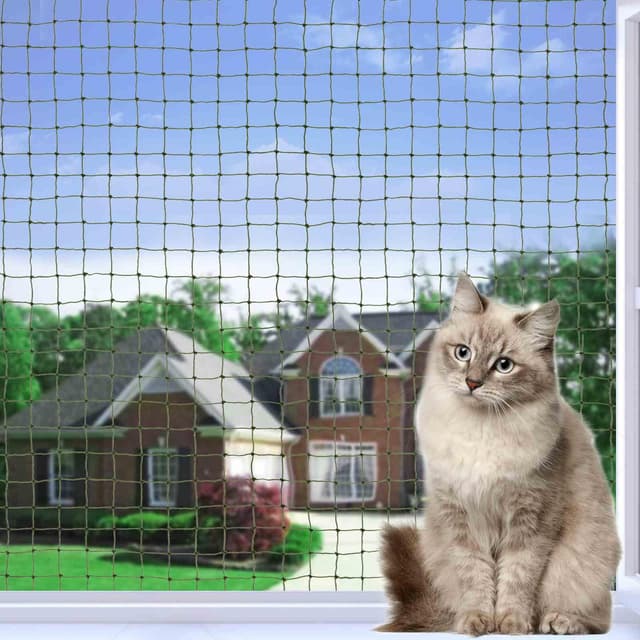 Tatamiyya Katzennetz Für Balkon, Katzennetz Drahtverstärkt 4x3m - Olivgrün