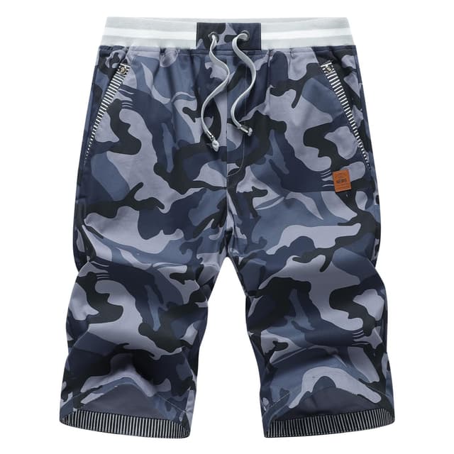 🔥 HCSS Herren Bermuda Shorts Sommer Chino Shorts Camouflage Blau 🩳