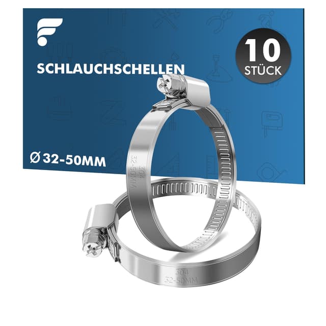 shinfly Schlauchschellen Edelstahl 32-50 mm - 10 Stück