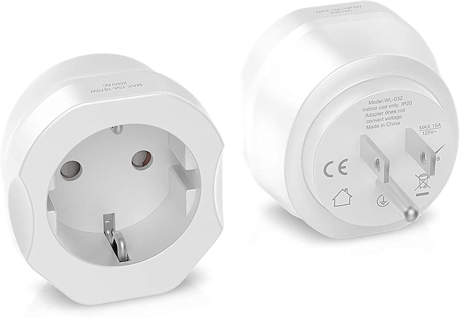 🔌 VINTAR 1PC Deutschland zu USA Reiseadapter, Adapter usa, Steckdosenadapter für USA Kanada Mexiko Thailand Jamaika, TypB-Weiß