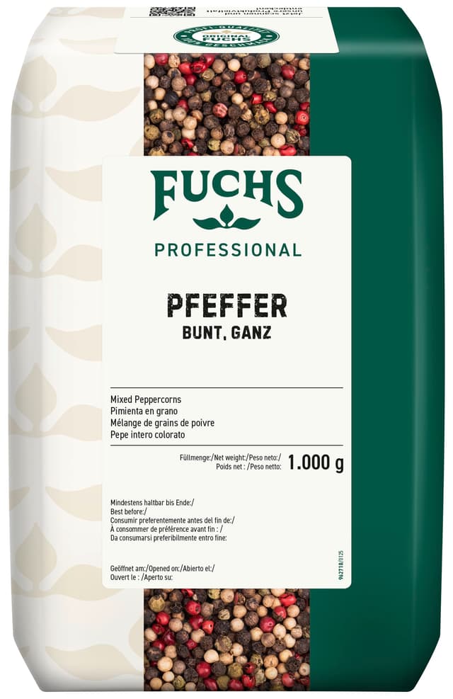 Fuchs Professional - Bunter Pfeffer ganz | 1 kg | Ungemahlenes Universalgewürz 🌶️