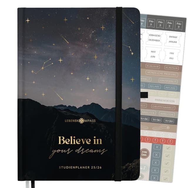 📚 Lebenskompass® Studienplaner 2025 2026 A5 „Starfall“ - Semesterplaner für Uni & Studium