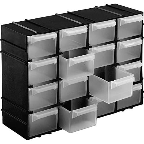 Kigima Sortierbox 22x15x8cm 16 Fächer Schwarz - Praktisches Kleinteilemagazin aus Plastik 😎