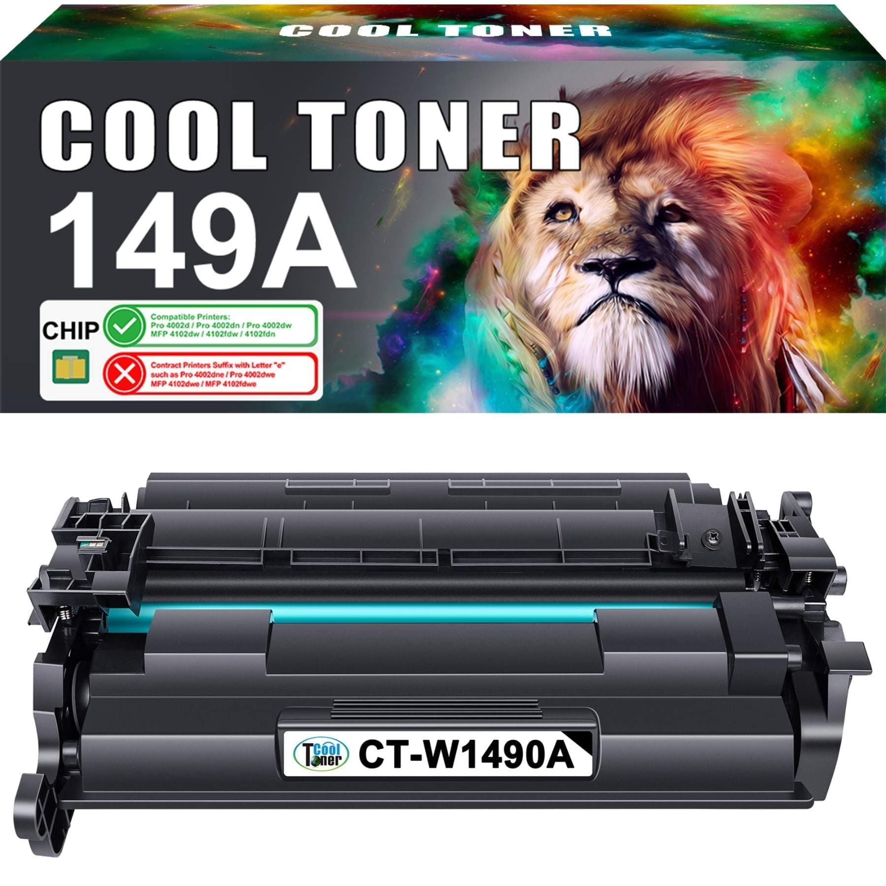 🖨️ Cool Toner 149A (Mit Chip) Kompatible für HP Laserjet Pro 4002dn Toner 4002dw 4002d 4002 MFP 4102fdw 4102dw 4102fdn 4102 149A 149X W1490A W1490X - Schwarz, 1er-Pack 149A+1PK+Schwarz