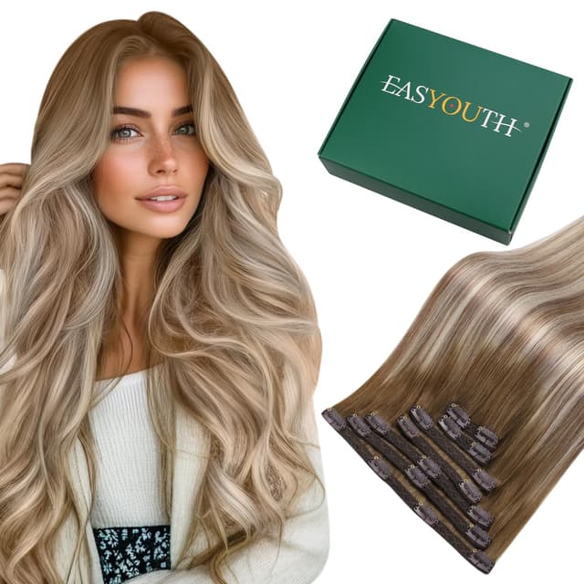 🌟 Easyouth Balayage Clip in Echthaar Extensions 🌟