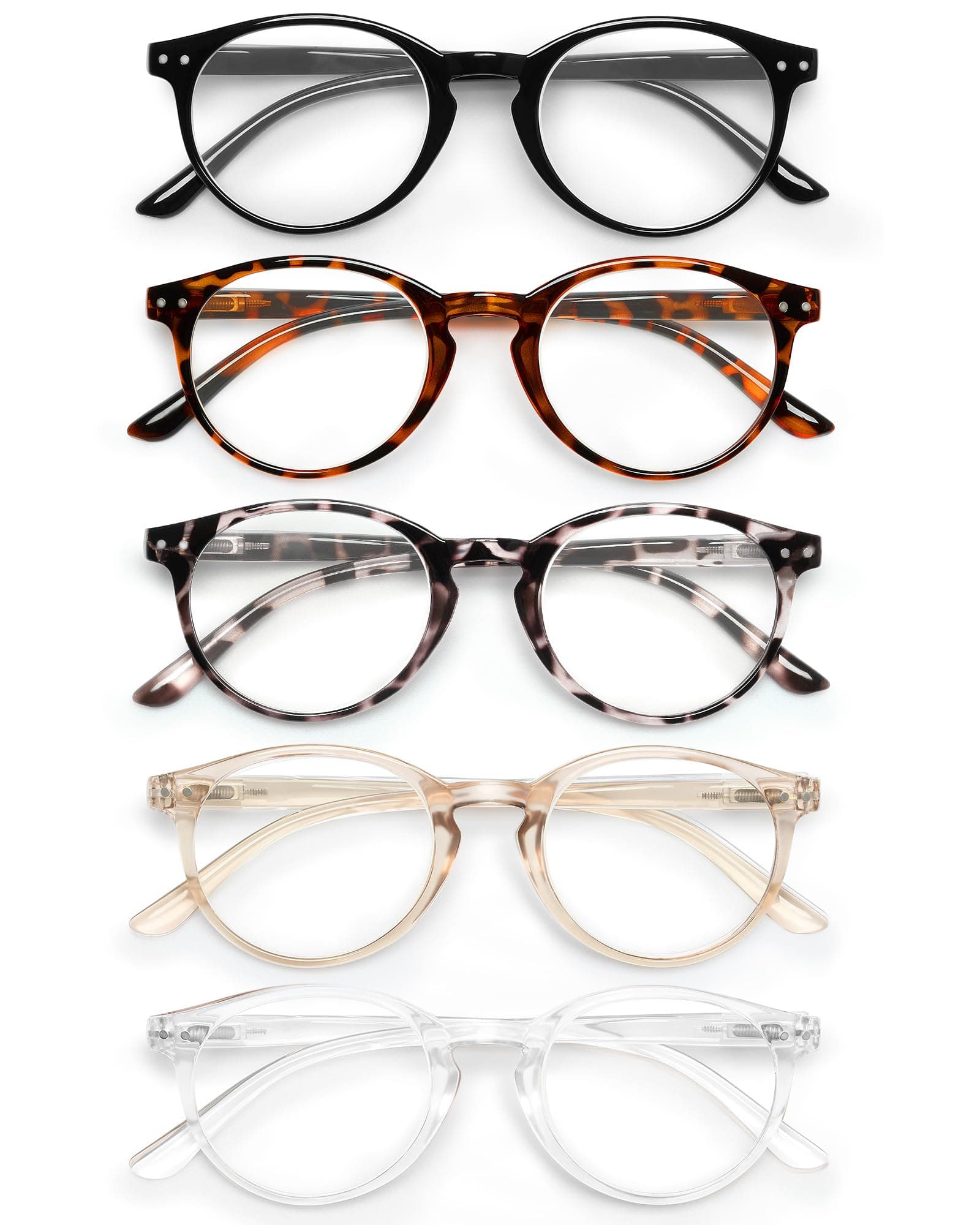 👓🌈 JOLISU 5er-Pack Lesebrillen für Damen/Herren 🌟 Blaulichtfilternde Computerbrille mit rundem Rahmen