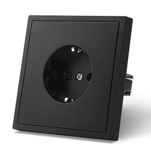🔌 MVAVA Schuko Steckdose EU-Standard, 1 Fach Unterputz Steckdose, 80mm x 80mm Steckdosen, Schwarz
