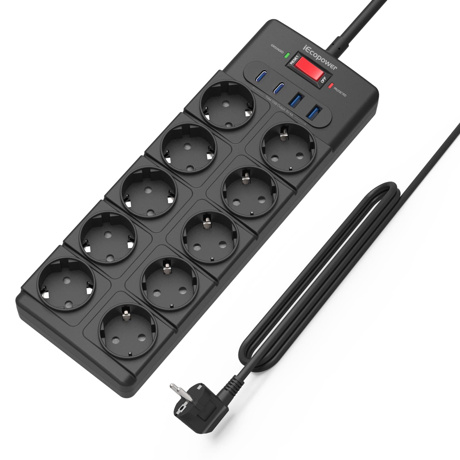 IECOPOWER 10-Fach Mehrfachsteckdose mit USB 🌟