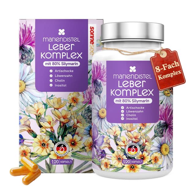Leber Komplex Mariendistel 8 fach Hochdosiert 120 Kapseln 🌿