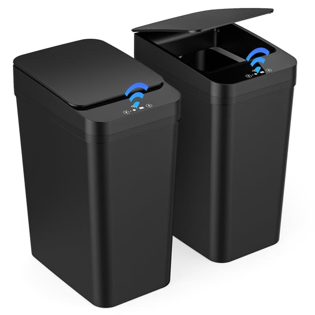 🌟 2er Set Mülleimer mit Sensor - Automatischer Elektrischer Deckel - Wasserfest und Geruchsdicht 🌟