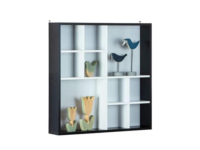 🌟 Inter Link Setzkasten Sammlerkasten Vitrine ohne Glas Wandregal 10 Fächer Schwarz/Weiß 70 x 13 x 70 cm