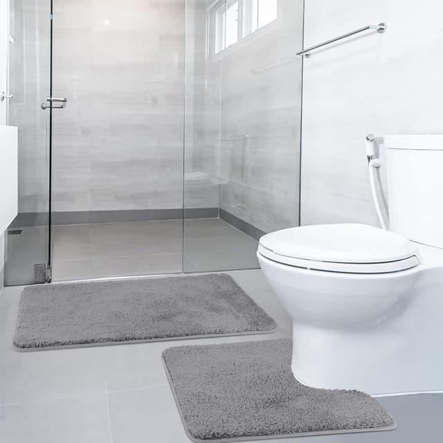 🛁🚽 SOANNY Badematten Set 2-teilig, rutschfest & Waschbar, Luxus Dicke Mikrofaser Badezimmerteppich 🚽🛁